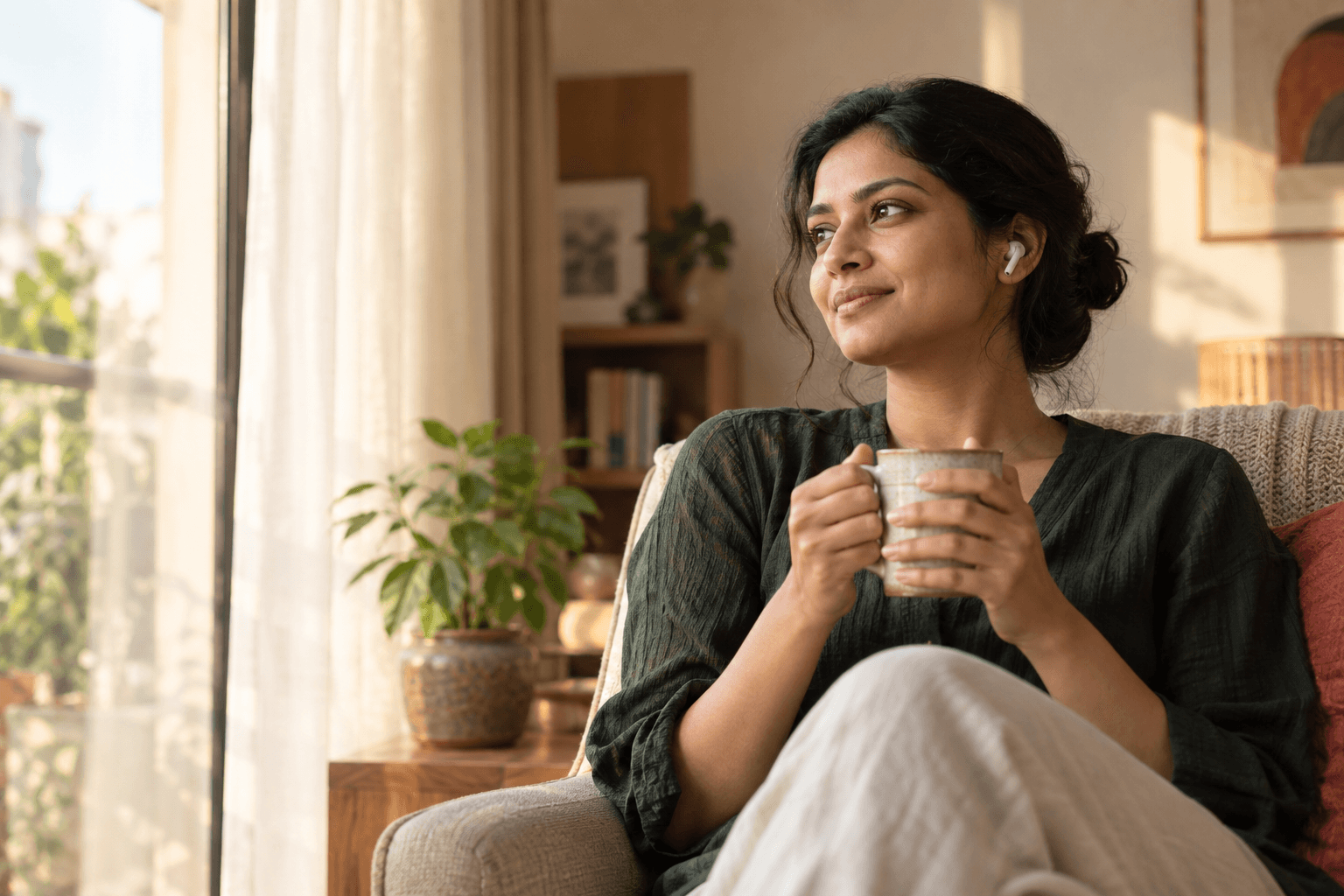A quiet moment of reflection at home
